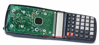 Single-Sided PCB Inside a Calculator