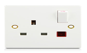 UK Switched 3-Pin Socket with Neon Indicator